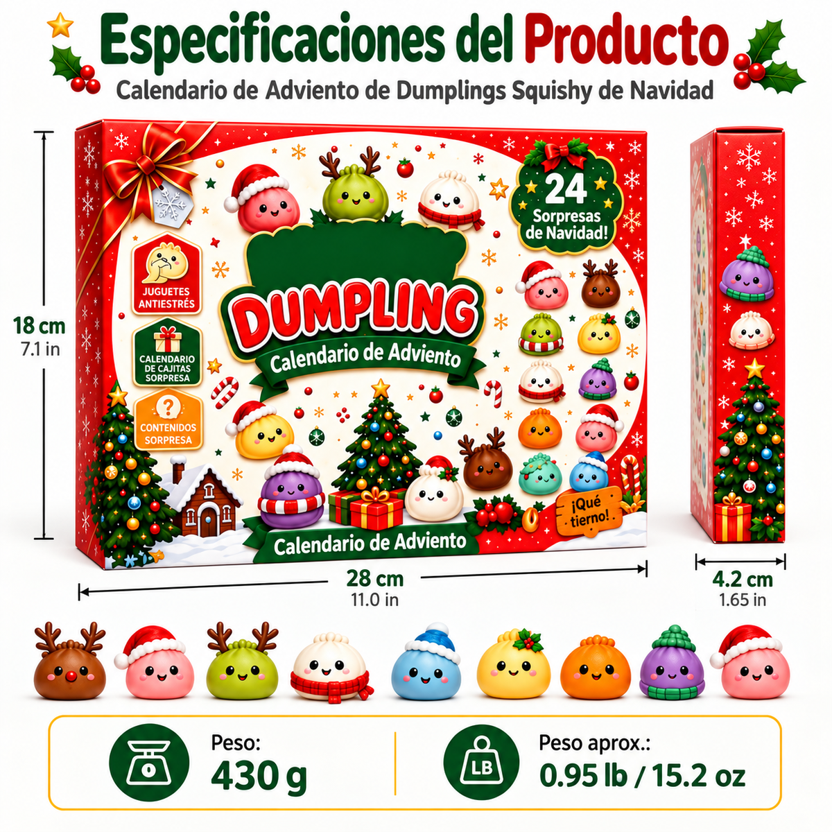 Bevalora® Calendario de Adviento 2026 de Squishies de Dumpling