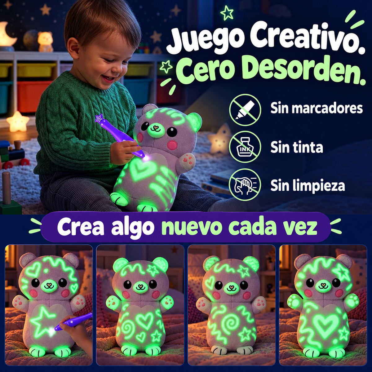 Peluche Escribe con Luz en la Oscuridad