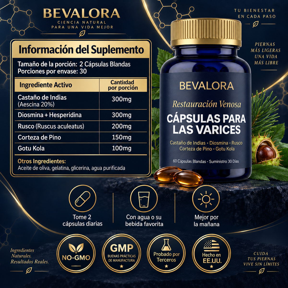 Bevalora® Restauración Venosa — Gotas Para Las Piernas