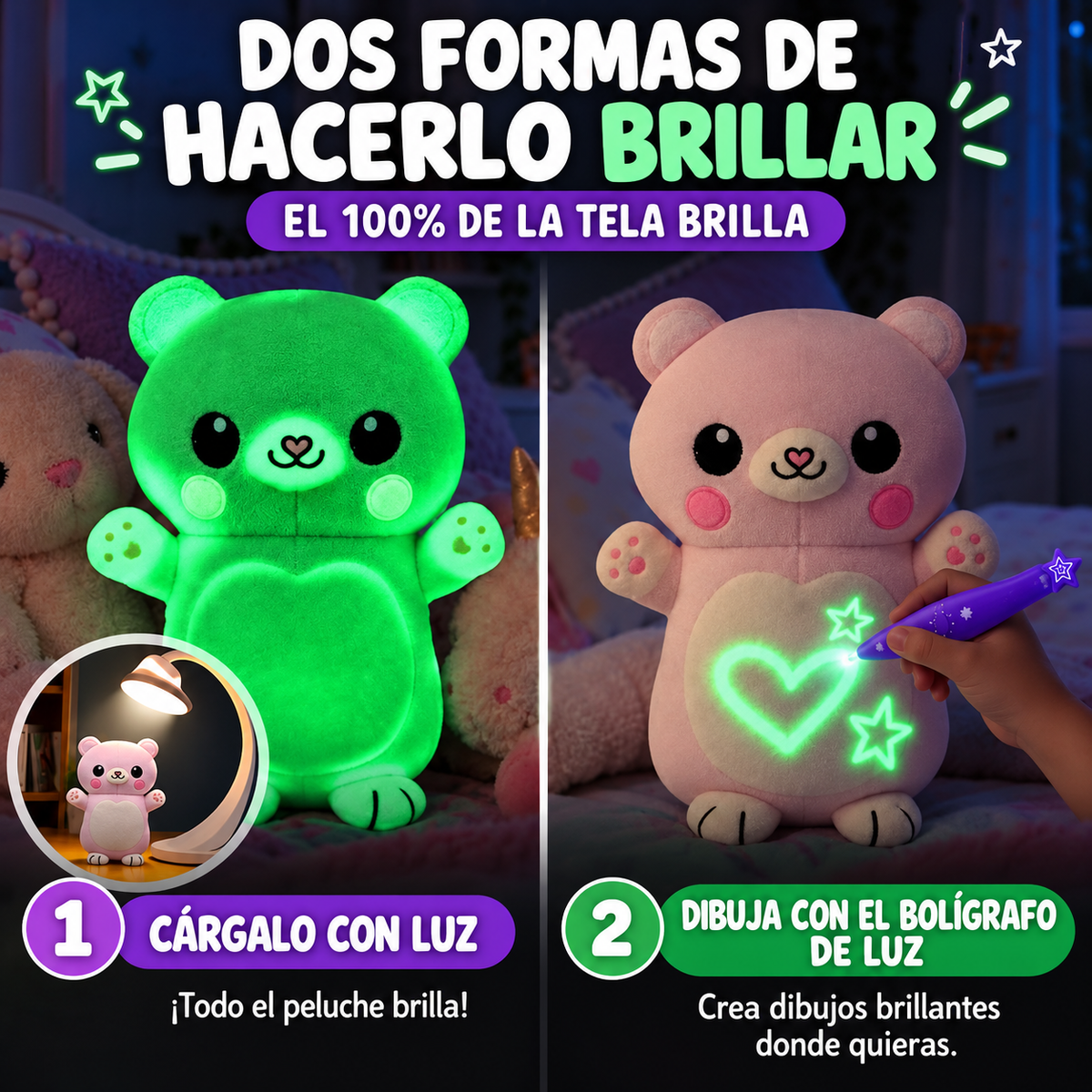 Peluche Escribe con Luz en la Oscuridad
