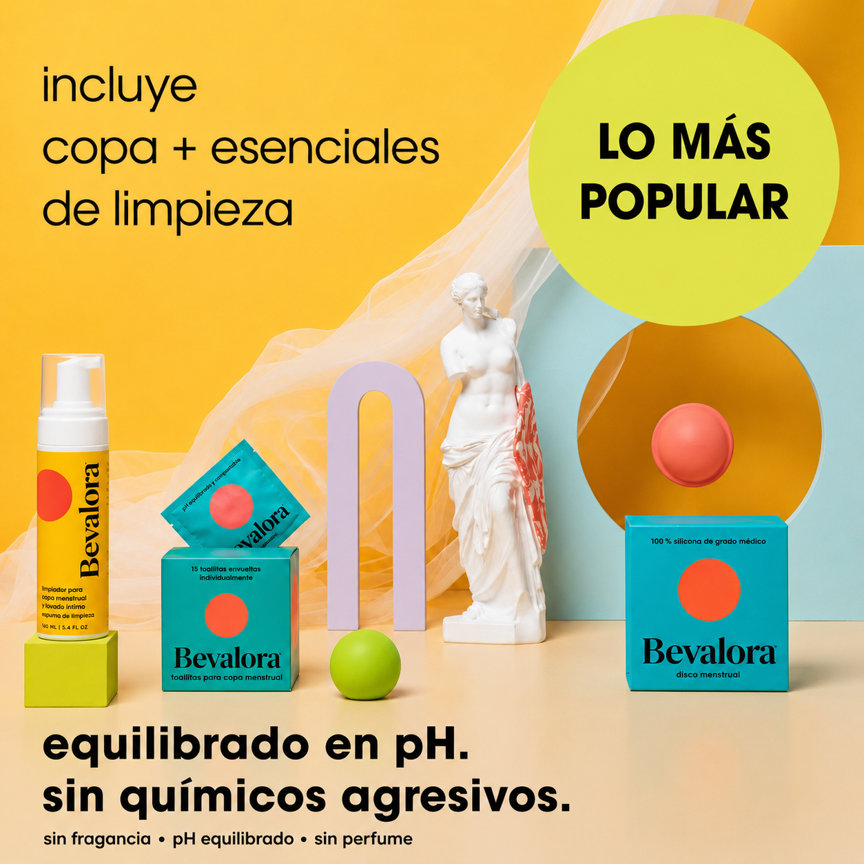 Bevalora® Kit de Disco Menstrual + Toallitas Íntimas