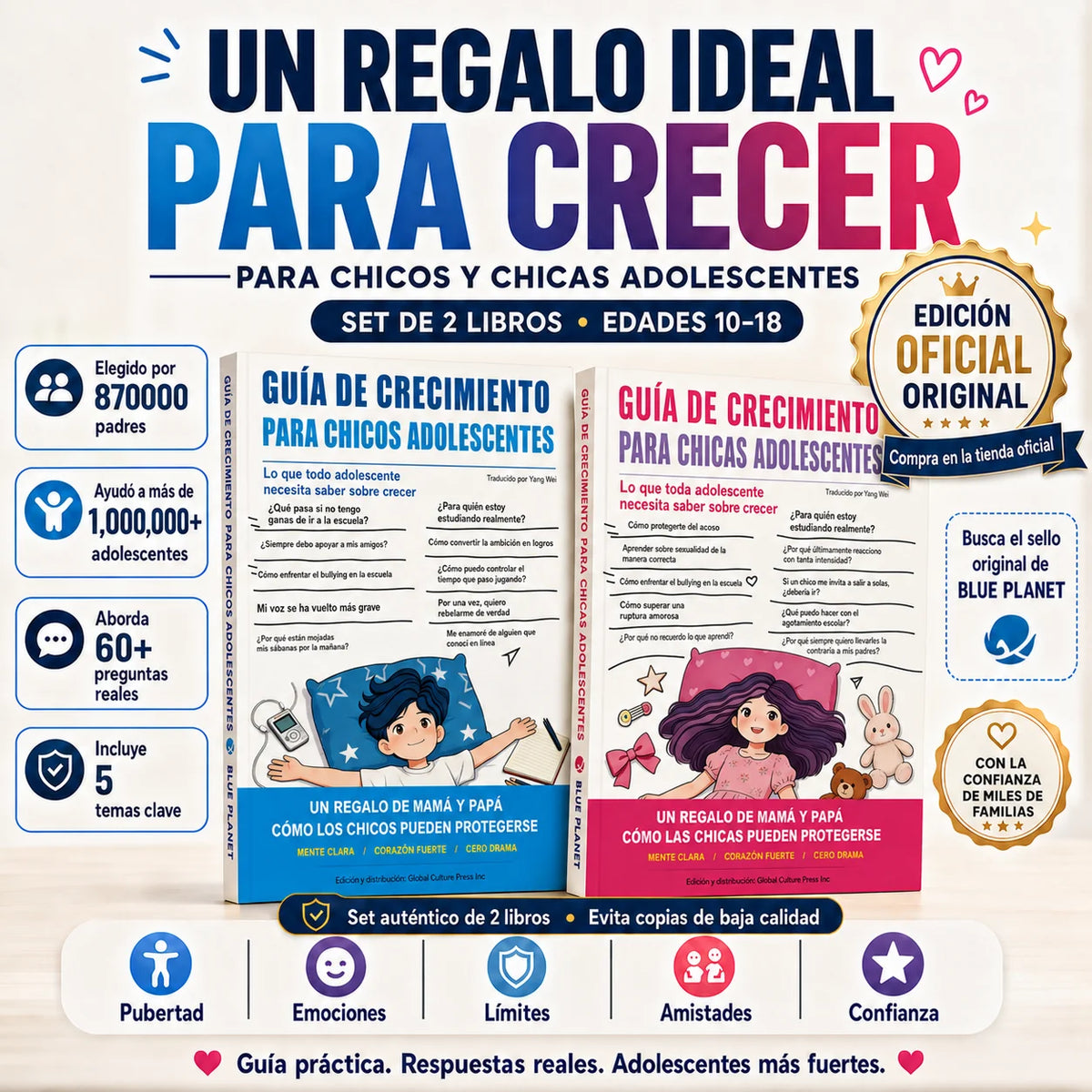 Guías de crecimiento para chicos y chicas adolescentes